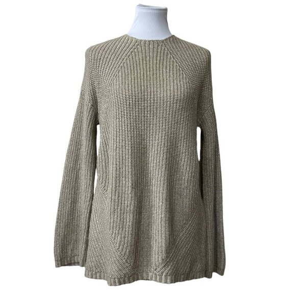 TOBI Women Emma Toast Tie Back Open Long Sleeve Oversized Tan Sweater Size Small - Picture 1 of 5